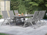 Garden Dining Set Grey Solid acacia wood Large Foldable 3079654
