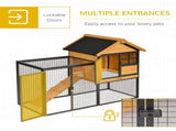 Rabbit Hutch Guinea Pig Hutch Wood-metal Elevated Guinea Pig House Pet Bunny Cage for Outdoor 122 x T3398P350056