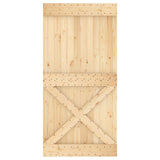 Sliding Door Natural and Black 100 x 210 cm Solid Pine Wood 3445169
