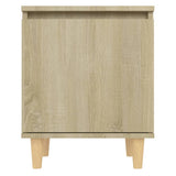 Bed Cabinets with Solid Wood Legs 2 pcs Sonoma Oak 40x30x50 cm 805822