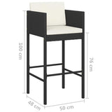 Garden Bar Set Black with cream white cushions 3095386