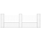 U-shape Gabion Basket with 3 Posts Iron 260x20x100 cm 151276