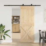 Sliding Door with Hardware Set 85x210 cm Solid Wood Pine 3332768