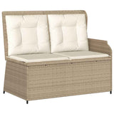 Garden Bench with Cushion Black and Cream White Poly Rattan 3394444