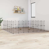 52-Panel Pet Cage with Door Black 35x35 cm Steel 3114041