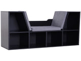 Bookcase Storage Shelf with Cushioned Reading Seat, Cube Bookshelf Organizer for Bedroom Living T3398P340955