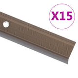 Stair Nosings in L-shape 15 pcs Aluminium 100 cm Brown 146764