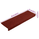 Stair Mats Self-adhesive 20 pcs 65x21x4 cm Bordeaux Red Rectangular Edge 3365719