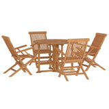 ZNTS 5 Piece Folding Outdoor Dining Set Solid Wood Teak 3096572