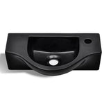 ZNTS Ceramic Bathroom Sink Basin with Faucet Hole Black 141931