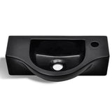 ZNTS Ceramic Bathroom Sink Basin with Faucet Hole Black 141931