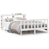 Bed Frame without Mattress White 150x200 cm King Size Solid Wood Pine 3305907
