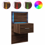 ZNTS Wall-mounted Bedside Cabinet with LED Lights Brown Oak 848169
