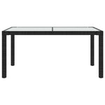 Garden Table 150x90x75 cm Tempered Glass and Poly Rattan Black 316705