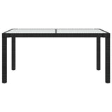 Garden Table 150x90x75 cm Tempered Glass and Poly Rattan Black 316705