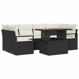 Garden Sofa Set with Storage 7 pcs Black Poly rattan 3358399