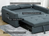 Loveseat Sofa Bed, Convertible Bed Settee with 2 Cushions, Side Pockets for Living Room, Charcoal T3398P377931