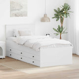 Daybed with Drawer White and Black 100 x 200 cm Engineered Wood 3408515