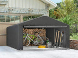 6.6 x 7.8ft Outdoor Garden Storage Shed, Waterproof Bike Tent with Roll-up Zipper Door, Galvanised T3398P553470