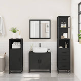 ZNTS 3 Piece Bathroom Furniture Set Black Engineered Wood 3301125