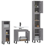ZNTS 3 Piece Bathroom Cabinet Set Grey Sonoma Engineered Wood 3187803