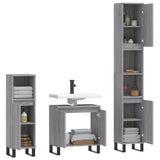 ZNTS 3 Piece Bathroom Cabinet Set Grey Sonoma Engineered Wood 3187803