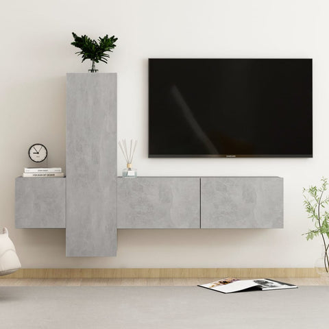 3 Piece TV Cabinet Set Concrete Grey Engineered Wood 3079076