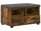 Hall Bench with Cushion with Drawer Smoked Oak 60 x 38 x 46 cm 891452