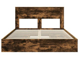 Storage Bed with Drawer Smoked Oak 135 x 190 cm Engineered Wood 3409921