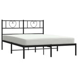 Metal Bed Frame without Mattress with Headboard Black 160x200cm 355466
