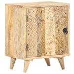 ZNTS Carved Bedside Cabinet 40x30x50 cm Solid Mango Wood 320232