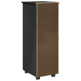 Rolling Cabinet Black 34 x 39 x 93.5 cm Solid Pine Wood 42028367