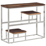 Console Table Silver Stainless Steel and Solid Wood Sleeper 350013