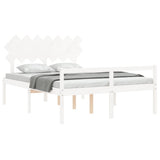 Senior Bed without Mattress White King Size Solid Wood 3195552