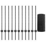 Welded Wire Fence 25 x 0.8 m PVC-Coated Steel Grey Mesh 3336096
