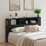 Headboard Cabinet with Shelf Black Oak 180 x 18.5 x 102.5 cm 862089
