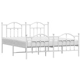 Metal Bed Frame without Mattress with Footboard White 183x213cm 353511