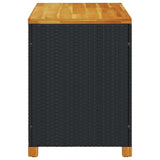 Garden Storage Box Black 110x55x63 cm Poly Rattan Acacia Wood 366285