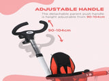 Metal Frame 6 in 1 Baby Push Tricycle with Parent Handle for 1-5 Years Old, Red T3398P348155