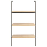 3-Tier Leaning Shelf Light Brown and Black 64x35x120.5 cm 336379
