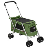 Folding Dog Stroller Green 100x49x96 cm Linen Fabric 172204