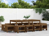 13 Piece Garden Dining Set Honey Brown Solid Wood Pine 3157724