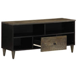 ZNTS TV Cabinet Black 100x33x46 cm Solid Wood Mango 4017808