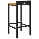 Bar Stools 4 pcs Black Poly Rattan and Solid Wood Acacia 362604