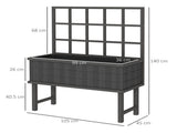 45 x 105cm Wooden Garden Planter, with Trellis - Grey T3398P328419