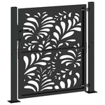 ZNTS Garden Gate Black 105x106 cm Steel Wave Design 4100969