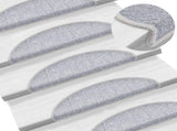 Stair Mats 10 pcs 56x17x3 cm Light Grey Half Round 149741