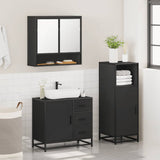 ZNTS 3 Piece Bathroom Furniture Set Black Engineered Wood 3300985