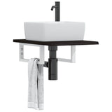 Basin Shelf Wall Mounted Steel and Solid Wood Oak 3302576