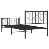 Metal Bed Frame without Mattress with Footboard Black 90x200cm 374448